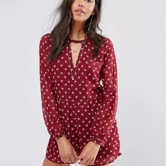 Abercrombie & Fitch Choker Neck Winter Floral Romper - Picture 1 of 8